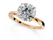 Solitaire Engagement Ring Setting for Round Cut Center with Thin Rounded Plain Band and Prong Head in Rose Gold