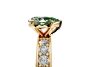 Solitaire Engagement Ring Setting for Fancy Green Pear-Shaped Center with Channel-Set Accents and Prong Head in Yellow Gold