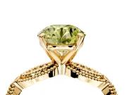 Solitaire Engagement Ring Setting for Fancy Yellow Round Cut Center with Marquise Panel Band and Prong Head in Yellow Gold