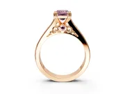 Solitaire Engagement Ring Setting for Fancy Pink Emerald Cut Center with Channel Band and Double Claw Prong Head in Rose Gold