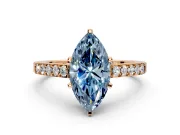 Solitaire Engagement Ring Setting for Fancy Blue Marquise Center with Crossover Accents and Prong Head in Rose Gold