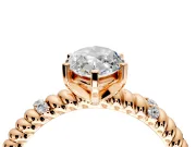 Rope Engagement Ring Setting for Marquise Center with Accent Shoulders and Prong Head in Rose Gold