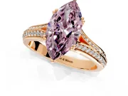 Solitaire Engagement Ring Setting for Fancy Pink Marquise Center with Pave Rail Split Shank and Prong Head in Rose Gold