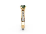 Solitaire Engagement Ring Setting for Fancy Green Round Cut Center with Channel-Set Accents and Prong Head in Yellow Gold