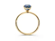 Solitaire Engagement Ring Setting for Fancy Blue Radiant Cut Center with Straight Thin Band and Prong Head in Yellow Gold