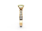 Solitaire Engagement Ring Setting for Fancy Yellow Radiant Cut Center with Channel-Set Accents and Prong Head in Yellow Gold
