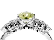 Cluster Engagement Ring Setting for Fancy Yellow Pear-Shaped Center with 2-Row Shoulder Clusters and Prong Head in Platinum