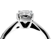Solitaire Engagement Ring Setting for Emerald Cut Center with Knife Ridge Band and Claw Prong Head in White Gold