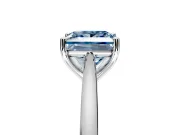 Solitaire Engagement Ring Setting for Fancy Blue Princess Cut Center with Narrow Cathedral Band and Prong Head in White Gold