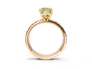 Solitaire Engagement Ring Setting for Fancy Yellow Cushion Cut Center with XO Engraved Band and Prong Head in Rose Gold