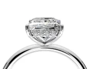 Solitaire Engagement Ring Setting for Princess Cut Center with Plain Band, Open Basket and Prong Head in Platinum
