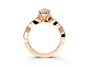 Solitaire Engagement Ring Setting for Pear-Shaped Center with Carved Leaf Shoulders and Prong Head in Rose Gold
