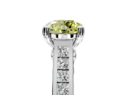 Solitaire Engagement Ring Setting for Fancy Yellow Round Cut Center with Channel Band and Double Claw Prong Head in Platinum