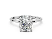 Solitaire Engagement Ring Setting for Radiant Cut Center with Straight Thin Band and Prong Head in Sterling Silver