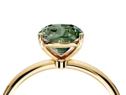 Solitaire Engagement Ring Setting for Fancy Green Cushion Cut Center with Straight Thin Band and Prong Head in Yellow Gold