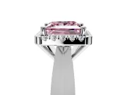 Halo Engagement Ring Setting for Fancy Pink Princess Cut Center with Square Band and Prong Head in Platinum