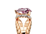 Halo Engagement Ring Setting for Fancy Pink Heart-Shaped Center with Rope Twist Split Shank and Prong Head in Rose Gold