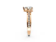 Solitaire Engagement Ring Setting for Pear-Shaped Center with Raised Channel Band and Prong Head in Rose Gold