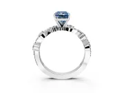 Solitaire Engagement Ring Setting for Fancy Blue Radiant Cut Center with Bar-Station Pave Twist and Prong Head in Platinum