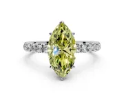 Open Basket Engagement Ring Setting for Fancy Yellow Marquise Center with Pave Band and Prong Head in Platinum
