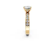 Solitaire Engagement Ring Setting for Princess Cut Center with Channel-Set Accents and Prong Head in Yellow Gold