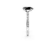 Solitaire Engagement Ring Setting for Fancy Black Pear-Shaped Center with Pave Accents and Prong Head in White Gold