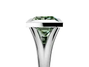 Solitaire Engagement Ring Setting for Fancy Green Princess Cut Center with V Split Shank and Bezel Head in Platinum