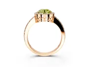 Halo Engagement Ring Setting for Fancy Yellow Round Cut Center with Heart-Shaped Openwork, Pave Band and Prong Head in Rose Gold
