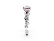 Solitaire Engagement Ring Setting for Fancy Pink Princess Cut Center with Bar-Station Pave Twist and Prong Head in White Gold