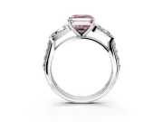 Channel-Set Engagement Ring Setting for Fancy Pink Asscher Cut Center with Baguette Band and Prong Head in Sterling Silver