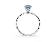 Solitaire Engagement Ring Setting for Fancy Blue Pear-Shaped Center with Straight Thin Band and Prong Head in Platinum