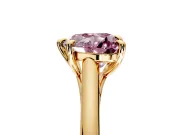 Solitaire Engagement Ring Setting for Fancy Pink Heart-Shaped Center with Cathedral Band and Prong Head in Yellow Gold