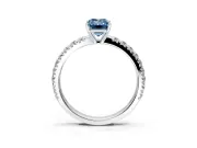 Solitaire Engagement Ring Setting for Fancy Blue Emerald Cut Center with Large Accent Band and Prong Head in Platinum