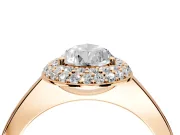 Halo Engagement Ring Setting for Pear-Shaped Center with Plain Tapered Band and Prong Head in Rose Gold