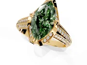 Solitaire Engagement Ring Setting for Fancy Green Marquise Center with Accented Split Shank and Prong Head in Yellow Gold