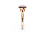 Solitaire Engagement Ring Setting for Fancy Pink Radiant Cut Center with V Split Shank and Bezel Head in Rose Gold