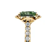 Floral Engagement Ring Setting for Fancy Green Radiant Cut Center with Pave Band and Floral Prong Head in Yellow Gold