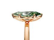 Low-Set Solitaire Engagement Ring Setting for Fancy Green Marquise Center with Thin Plain Band and Prong Head in Rose Gold
