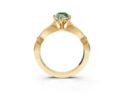 Solitaire Engagement Ring Setting for Fancy Green Marquise Center with Carved Leaf Shoulders and Prong Head in Yellow Gold
