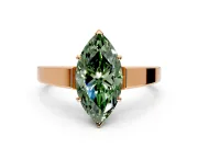 Solitaire Engagement Ring Setting for Fancy Green Marquise Center with Tapered Split Shoulders and Prong Head in Rose Gold