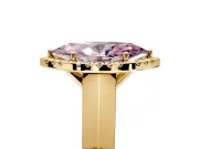 Halo Engagement Ring Setting for Fancy Pink Marquise Center with Knife Ridge Cathedral Band and Prong Head in Yellow Gold