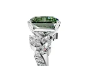 Solitaire Engagement Ring Setting for Fancy Green Radiant Cut Center with Marquise Accent Twist Band and Prong Head in White Gold