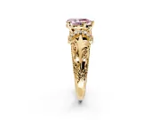 Solitaire Engagement Ring Setting for Fancy Pink Pear-Shaped Center with Filigree Accent Basket and Prong Head in Yellow Gold