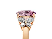 Solitaire Engagement Ring Setting for Fancy Pink Oval Center with Marquise Flower Shoulders and Prong Head in Rose Gold