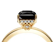 Solitaire Engagement Ring Setting for Fancy Black Radiant Cut Center with Fine Wire Band and Prong Head in Yellow Gold