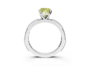 Solitaire Engagement Ring Setting for Fancy Yellow Cushion Cut Center with Milgrain-Edged Pave Band and Prong Head in Sterling Silver
