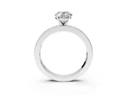 Solitaire Engagement Ring Setting for Oval Center with Channel Baguette Band and Prong Head in Sterling Silver
