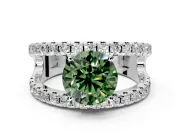 Solitaire Engagement Ring Setting for Fancy Green Round Cut Center with Wide-Open Split Shank and Prong Head in Platinum