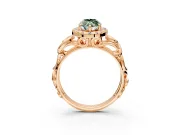 Halo Engagement Ring Setting for Fancy Green Marquise Center with Open Scroll Shoulders and Prong Head in Rose Gold