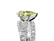 Solitaire Engagement Ring Setting for Fancy Yellow Pear-Shaped Center with Woven 3-Strand Pave Band and Prong Head in Sterling Silver